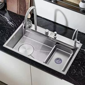 Embossed SS Utility Sink Nano Black Anti Scratch Gunmetal Kitchen Sink
