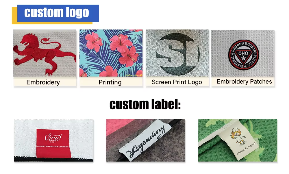 Customized Embroidery Logo Clip Convenient Hook Loop Waffle Microfiebr Golf