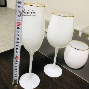 Buy cheap ZT-G004 new wedding tableware favors white colored water wine champagne glass set from wholesalers