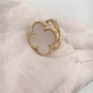 Buy cheap White Mother-Of-Pearl 18K Gold Ring Magic Alhambra Simple Design For Young Ladies product