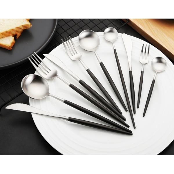 Quality NEWTO High-grade NC099 Black and Silver Stainless Steel Cutlery Set Flatware Set Banquet Tableware for sale