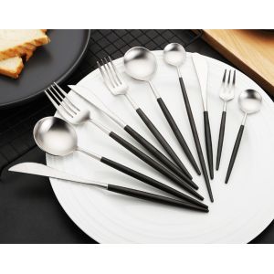 Buy cheap NEWTO High-grade NC099 Black and Silver Stainless Steel Cutlery Set Flatware Set Banquet Tableware from wholesalers