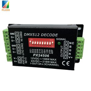 PX24506 DMX LED Controller , Dmx 512 Decoder Rgb LED Controller 12V 24V