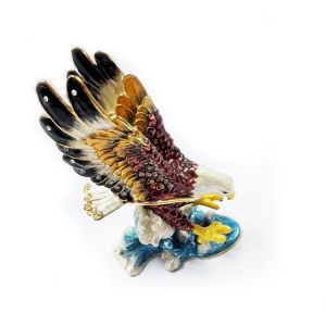 Buy cheap Eagle birds design jeweled enamel trinket box eagle bird enamel trinket boxes from wholesalers