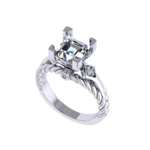 China Moissanite Diamond Gemstone Promise Rings 14K Gold Princess Cut on sale