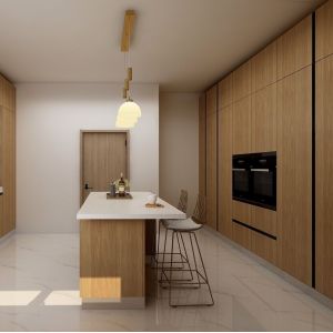 Buy cheap Prefabricated Modern Kitchen Cabinet Furniture Buildin Pantry Complete Plywood from wholesalers