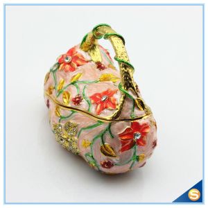Fashion Handbag Design trinket Box Painting Flower With Crystal Trinket Box