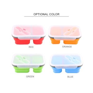 FDA Standard 2 Compartments Silicone Bento Foldable Lunch Box