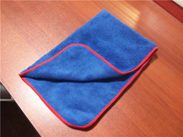 Buy cheap Blue color 16"x24" microfiber microfibre car cleaning detailing towels/cloth with red edge from wholesalers