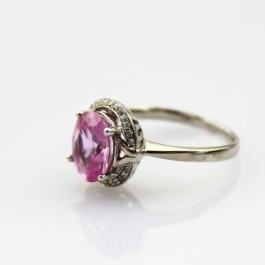 Buy cheap Sterling Silver 8mmx10mm Oval Blue Topaz  Cubic Zircon Ring  (R182) from wholesalers