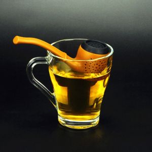 Buy cheap 2018 New Promotional Gift Fancy Funny Unique Silicone Tobacco Pipe Shape Green Coffee Tea Bag Tea Infuser from wholesalers