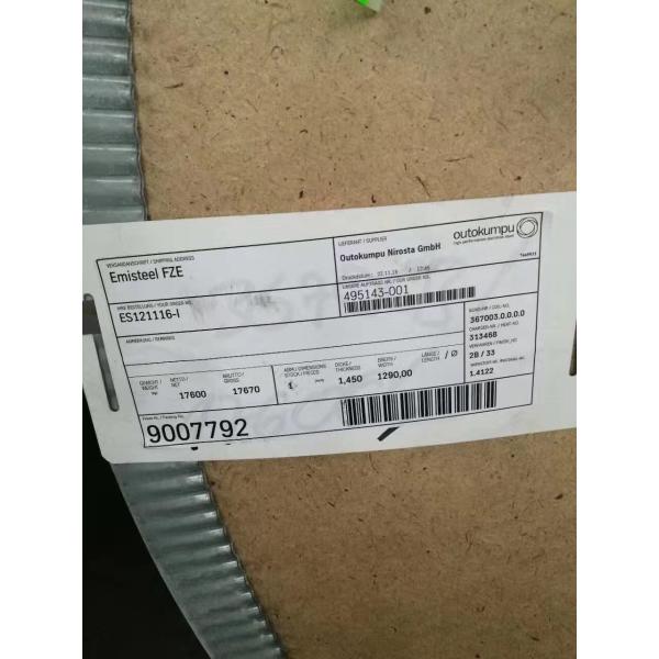 Buy cheap Cold Rolled EN 1.4122 DIN X39CrMo17-1 Stainless Steel Sheet, Strip And Coil from wholesalers