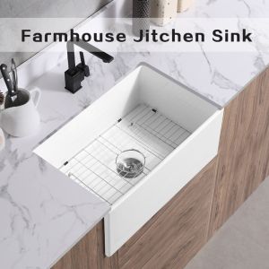 Buy cheap Rectangular Farmhouse Kitchen Sink Gloss White Single Bowl Kitchen Sink product
