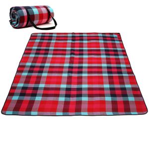 China Checkered Portable Beach Mat , Water Repellent Pocket Picnic Blanket on sale