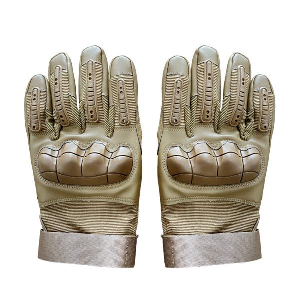 Full Finger Khaki Color Polyester Training Gloves with Finger Slits from