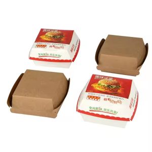 Buy cheap Logo Branding on Custom Printed Kraft Burger Boxes Food-Grade Disposable Packaging with CMYK 4 Color Offest Printing from wholesalers