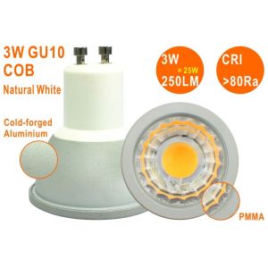 Buy cheap Epistar COB 3W 250LM Natural White High CRI Non-dimmable GU10 LED Spotlight product