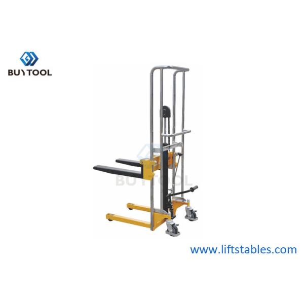 Quality PJ4150 Hydraulic Manual Forklift Stacker 400kg 1000kg 1500kg Work Positioner Adjustable Fork Type for sale