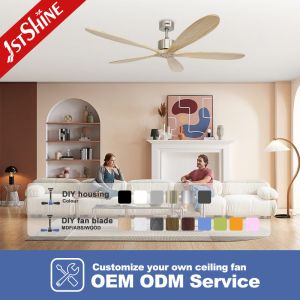 Living Room Big Wooden Blade Ceiling Fan Remote Control With No Light