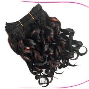 Short 8" Black Synthetic Hair Extensions Highlight With High Temperature Fiber