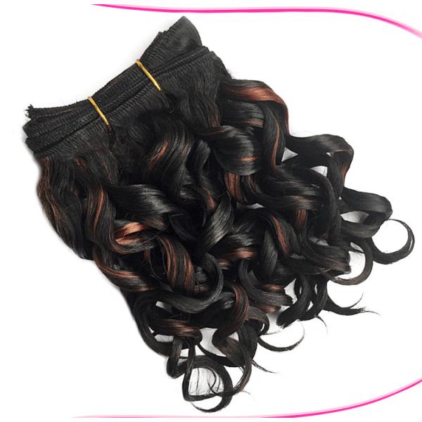 Short 8" Black Synthetic Hair Extensions Highlight With High Temperature Fiber