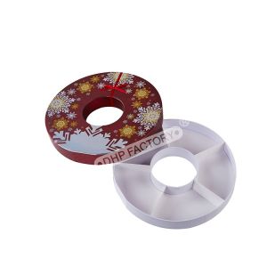 Custom Empty Christmas Chocolate Boxes Circle Shape With Food Tray