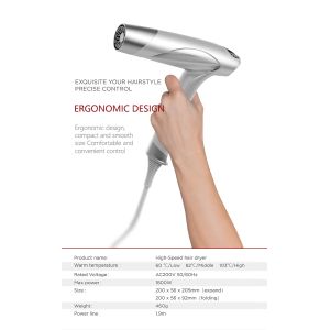 GUYLAND Hotel Hair Dryer 1800W Portable Foldable For Travel