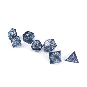Buy cheap Blue -gray glitter liquid natural resin multi -face dice suite dragon and dungeon dnd dice from wholesalers