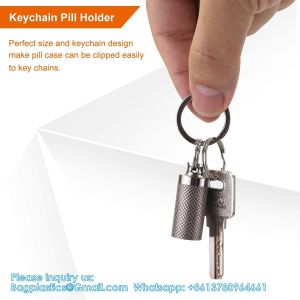 Keychain Pill Holder (5 Pack), Aluminum Waterproof Portable Small Travel