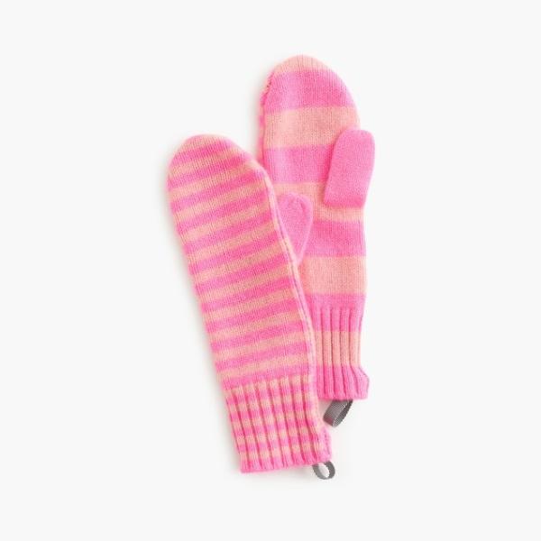 Buy cheap Un - Symmetric Stripe Knitted Mitten Gloves , Pink Knit Cashmere Gloves from wholesalers