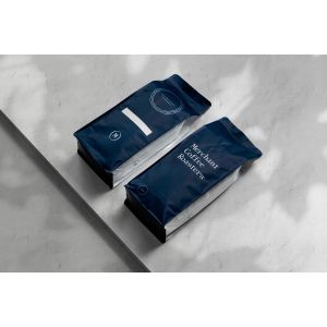 Buy cheap Navy Blue Customized Printed Falt Bottom Pouch With Zipper Valve product