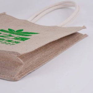Lamination Polypropylene Coloured Jute Bags , Rectangle Natural Jute Tote Bag