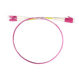 Buy cheap LC UPC Optical Jumper 2 Core Duplex OM4 Violet Pink Class A Ferrule from wholesalers