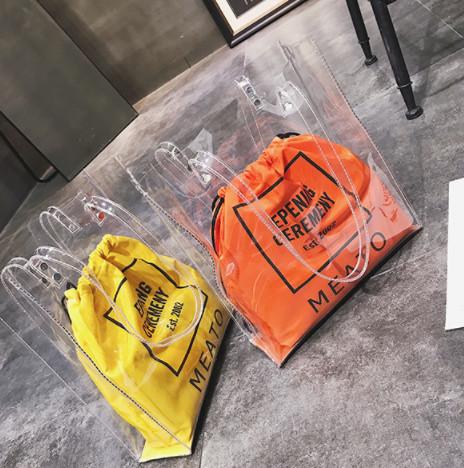 Buy cheap Summer Large Plastic PVC Clear Tote Bag Customized Color With Inner Drawstring from wholesalers