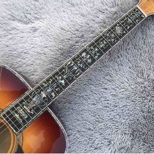41" Solid Spruce Top Abalone D Style Acoustic Guitar with Burst Maple Body Ebony