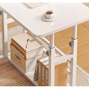 White Wooden Manual Desk Multifunctional Study Table for Children Adjustable