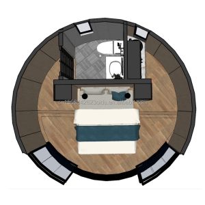 Buy cheap Galvanized Steel Square Tubes Structure Wooden Round House CE Luxury Modern Container House with Aluminum Alloy Windows from wholesalers