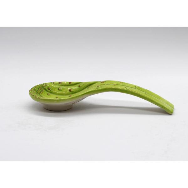 Quality Green Vegetable Asparagus Ceramic Spoon Rest Cook Holder Dolomite Spoon Holder for sale
