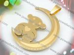 Low MOQ cute gold bear scarf stainless steel cross pendants 2220225-51 with