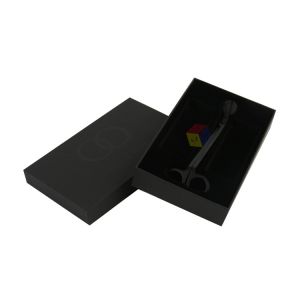 Luxury Black Custom Glossy Logo 2 piece Paper Rigid Cardboard Gift Packaging Box