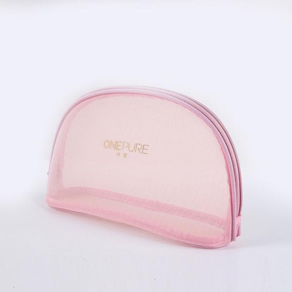 Buy cheap Custom Transparent Nylon Mesh Pink Makeup Bag 21*13*3 Cm Embroidery Letters from wholesalers