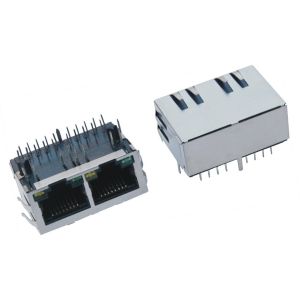 RJ45 Female Jack RJ45 1x2 Port PCB Connector Modules With Shield