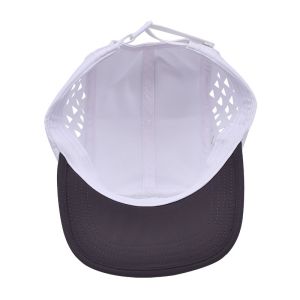Contrast Stitching 5 Panel Camper Hat With Customized Eyelets And Flat Brim