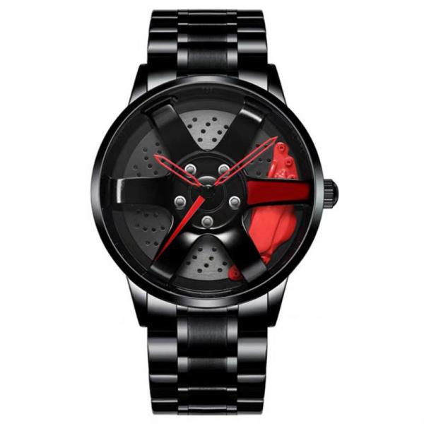 Buy cheap Racing Wheel Design Hollow Disc Watch Men's Alloy Strap Quartz Watch from wholesalers