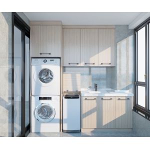 Buy cheap Beige Wood Grain Balcony Cabinet With Multi-Appliance Integration from wholesalers