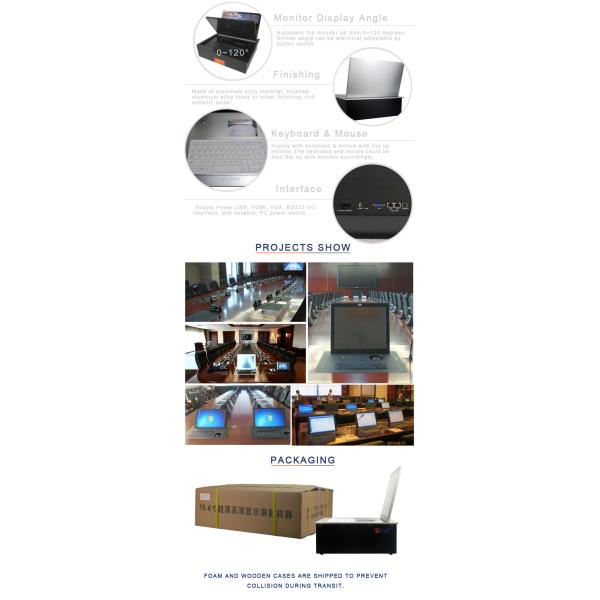 BNT New Product 120 Degree Flip up Angle Supply Keyboard and Mouse Flip up Motorized Monitor Lift