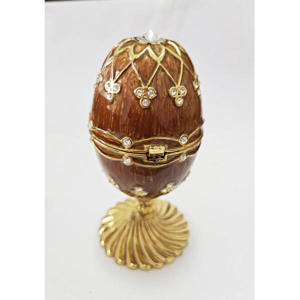 Luxury Faberge Easter Egg Elegant Enamel jewlery box Crytsal Easter Faberge Egg Trinket Box Woman Earrings Egg Case