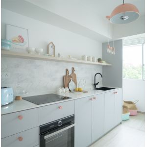 Customized Small Spaces Lacquer Kitchen Cabinet White And Gray