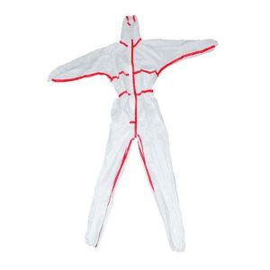 Buy cheap White Color Disposable Protective Clothing Disposable Boilersuits With Red Stripe from wholesalers