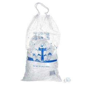 8lb Disposable PE Gravure Printing Reusable Ice Bags With Drawstring